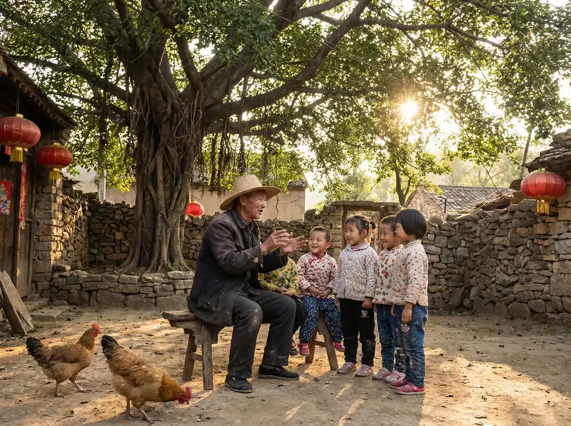 老人在大榕树下给孩子们讲故事 - 7723视频免费观看在线观看 乡村记忆
